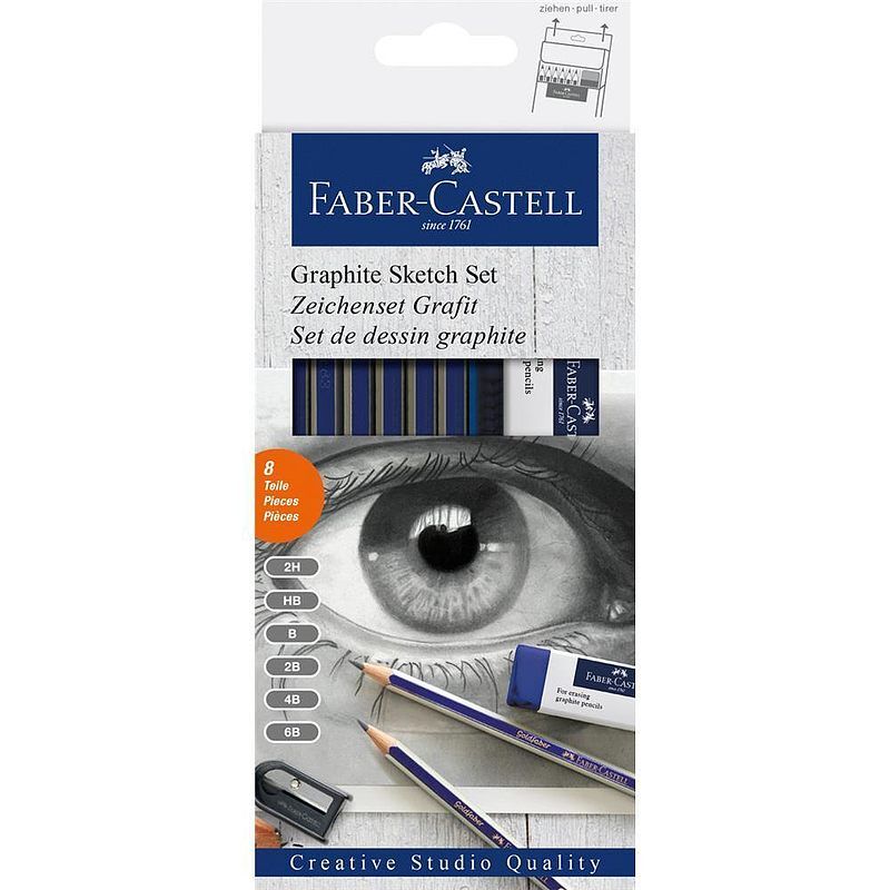 Ołówki faber-castell gold 1222 6 sztuk +gumka+temperówka