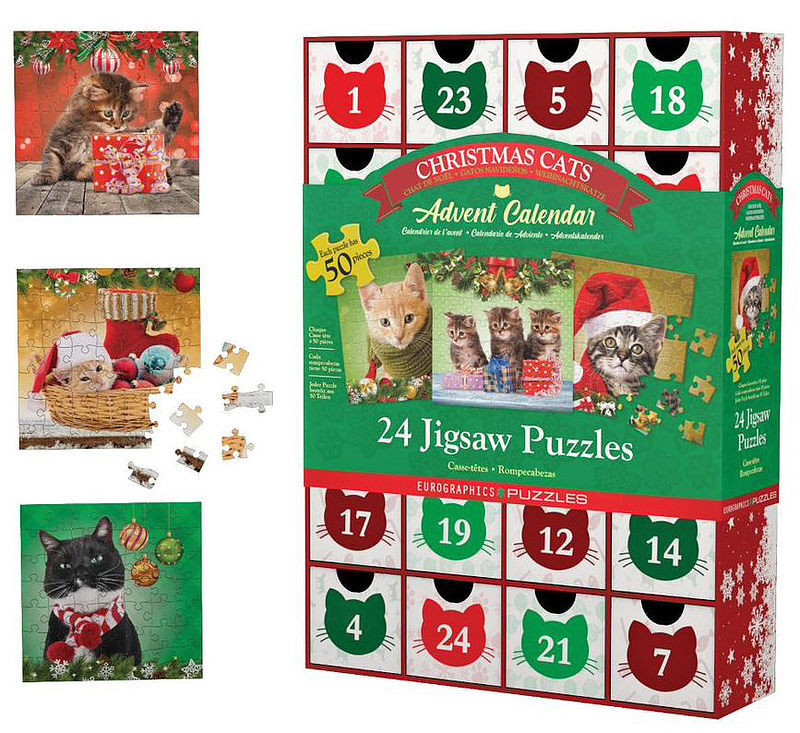 Kalendarz adwentowy 2022 puzzle christmas cats 8924-5737