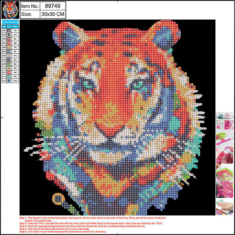 Mozaika diamentowa 5d kit 30x30 cm tiger 89749 centrum