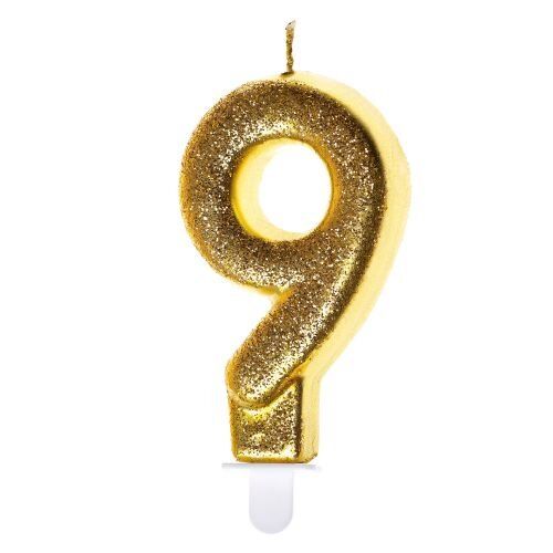 Świeczka brokatowa cyfra "9"