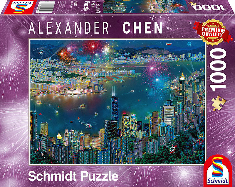 Puzzle 1000 pq fajerwerki nad hongkongiem a. Chen 108673