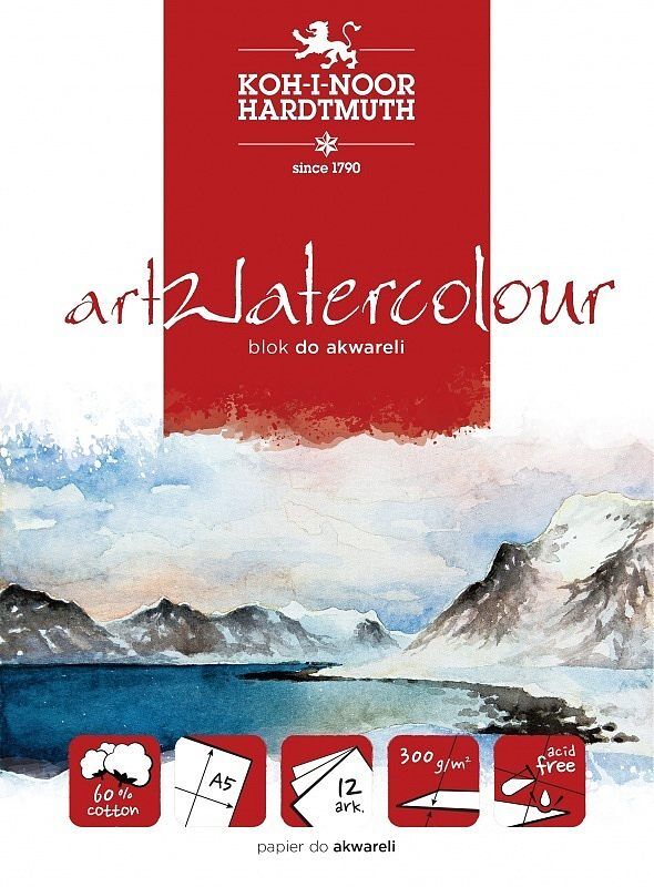 Blok koh-i-noor akwarelowy art watercolour a5 12 ark 300g