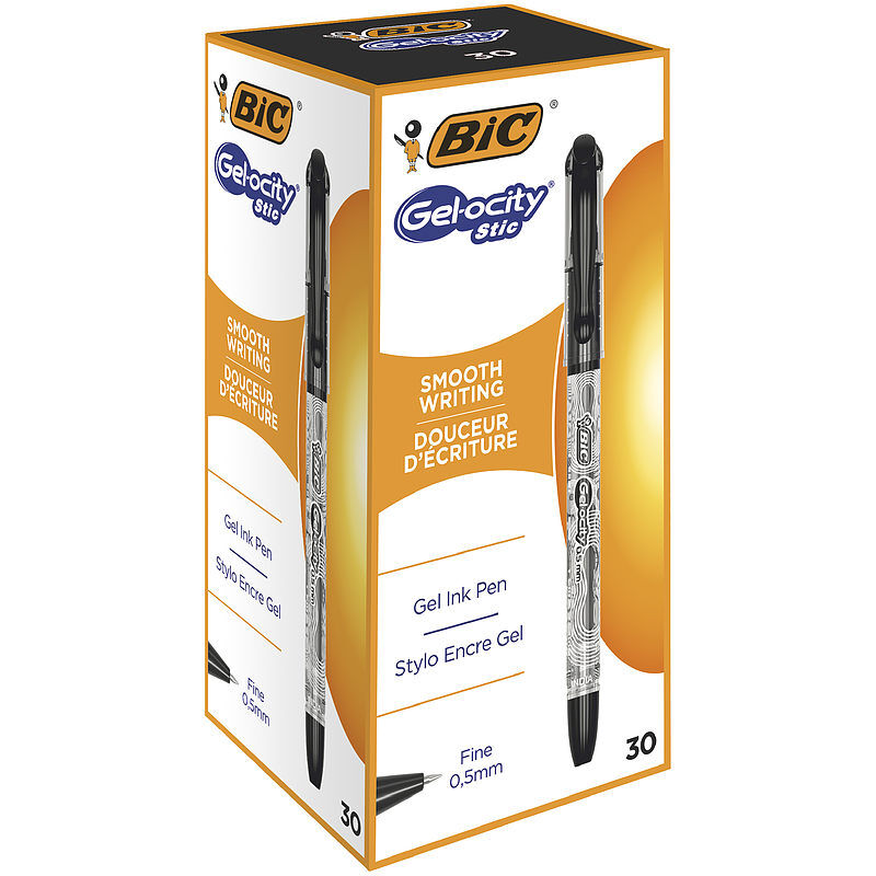 Długopis żelowy bic gel-ocity stic 0. 5mm czarny pudełko 30szt