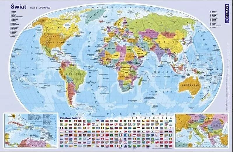 Podkładka na biurko mapa polityczna świata