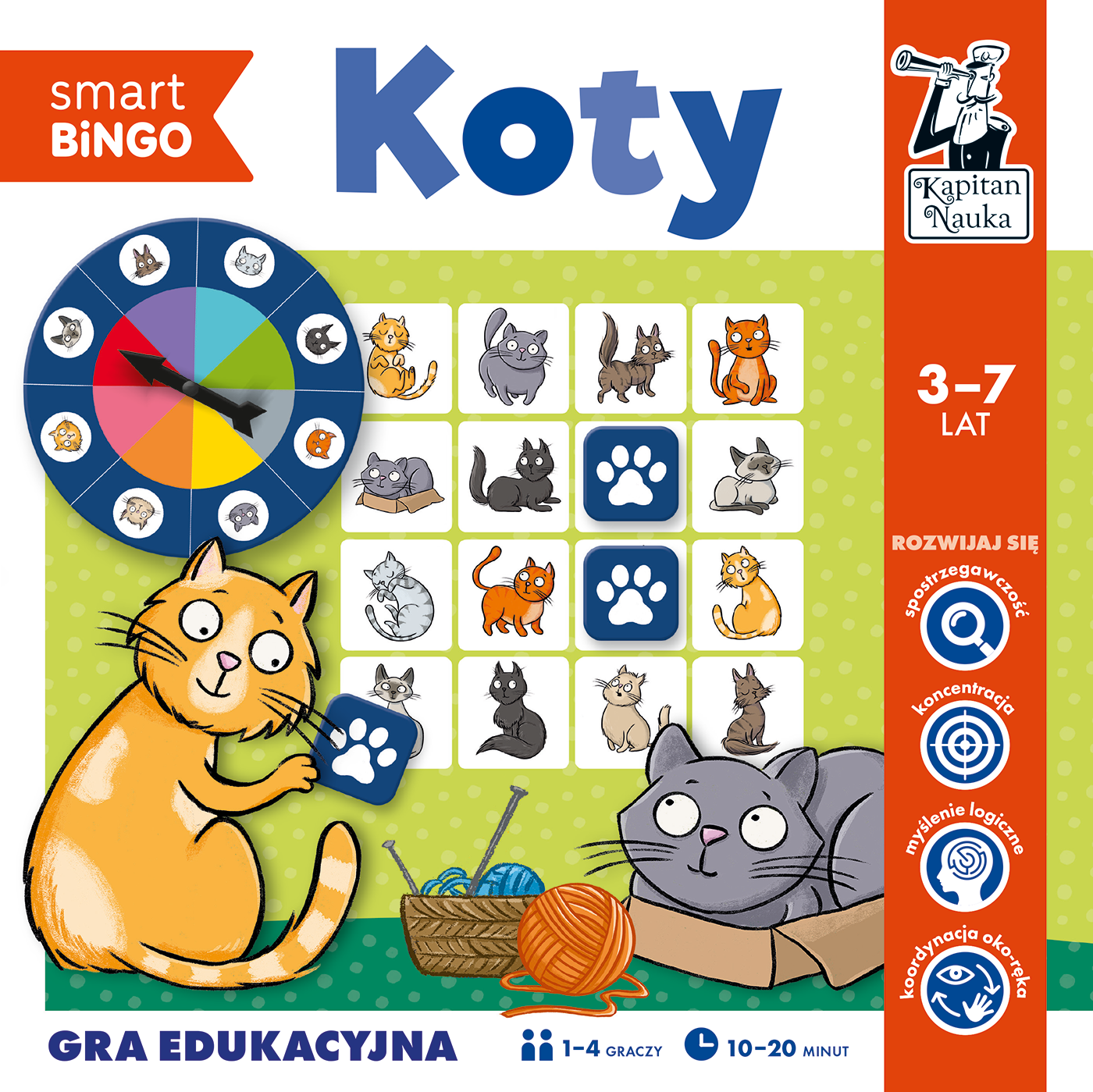 Koty. Smart bingo. Gra edukacyjna. Kapitan Nauka