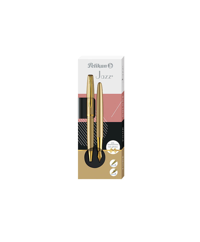 Pióro wieczne + długopis jazz noble gold etui pelikan