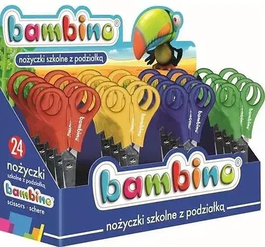 Nożyczki szkolne z podziałką BAMBINO, Display 24 sztuki mix