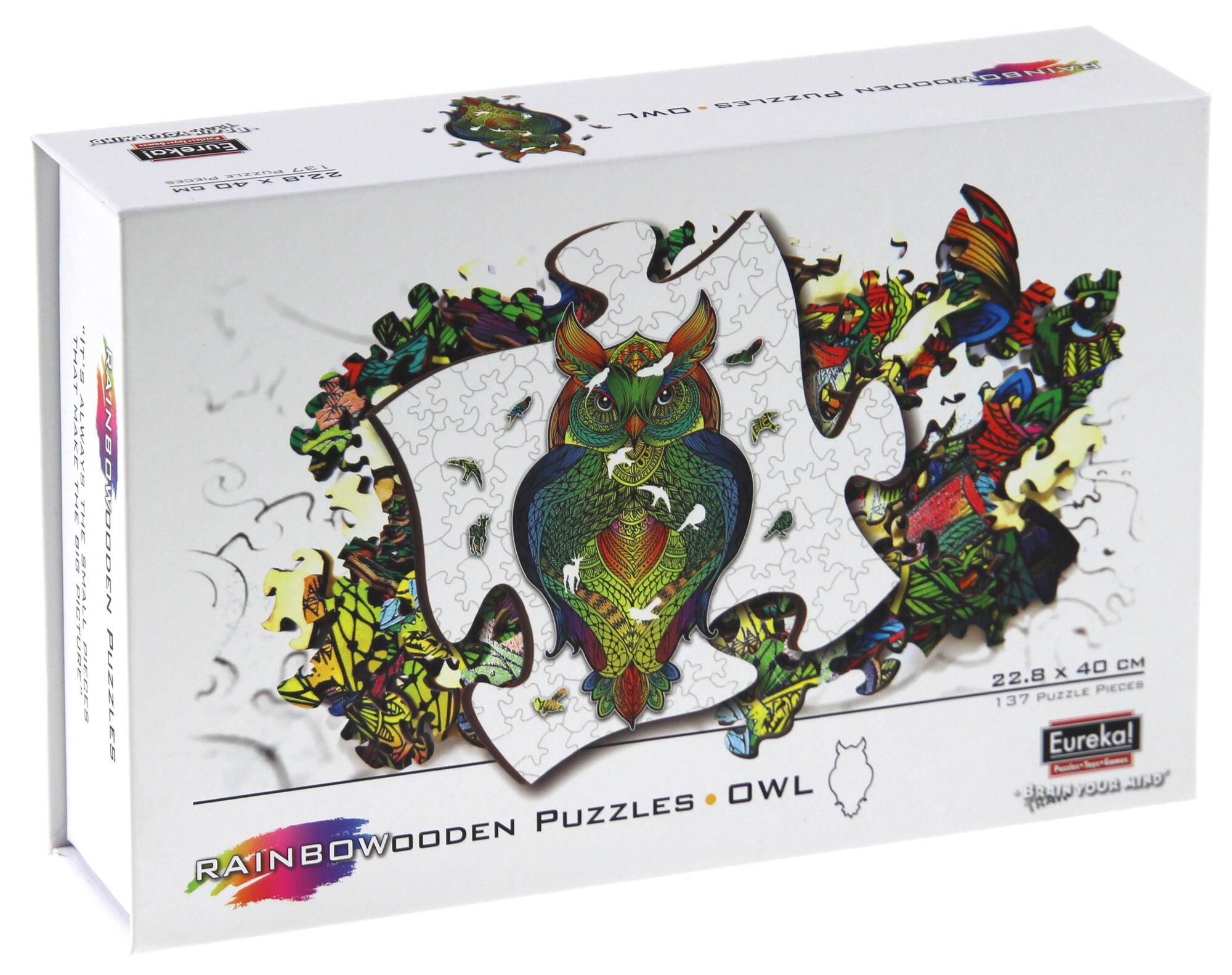 Puzzle 137 drewniane kolorowe Sowa