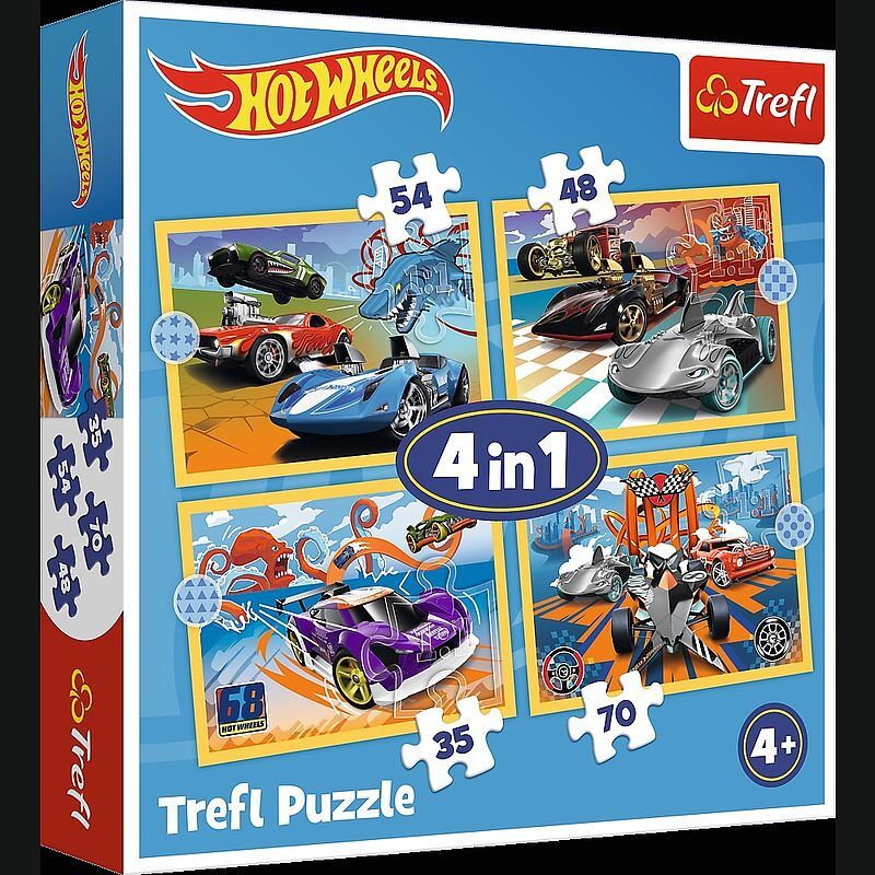 Puzzle 4w1 Pojazdy Hot Wheels