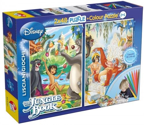 Puzzle dwustronne Księga Dżungli 2 w 1 48
