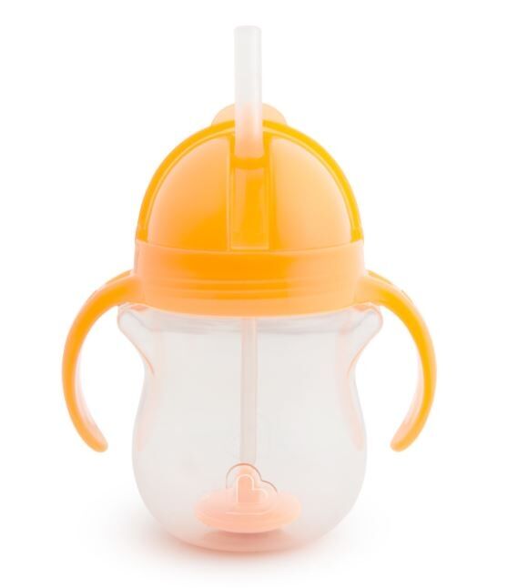 Kubek Munchkin niekapek ze słomką 207ml pomarańczowy