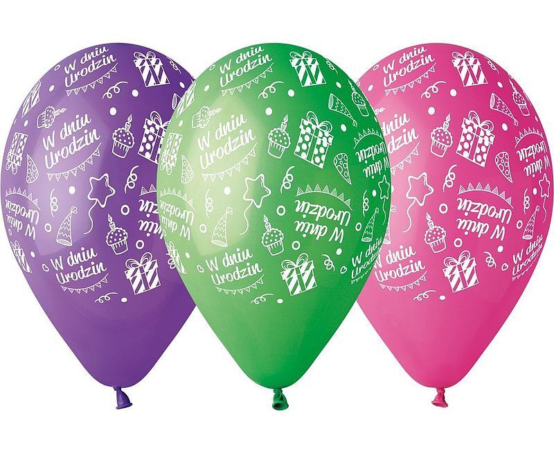 Balony premium w dniu urodzin kolorowe 12cali 5 sztuk gs110/pwdu