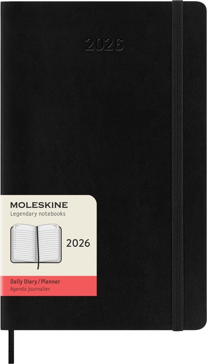 Kalendarz 2026 12M Moleskine L dzienny miękka oprawa czarny 13x21cm