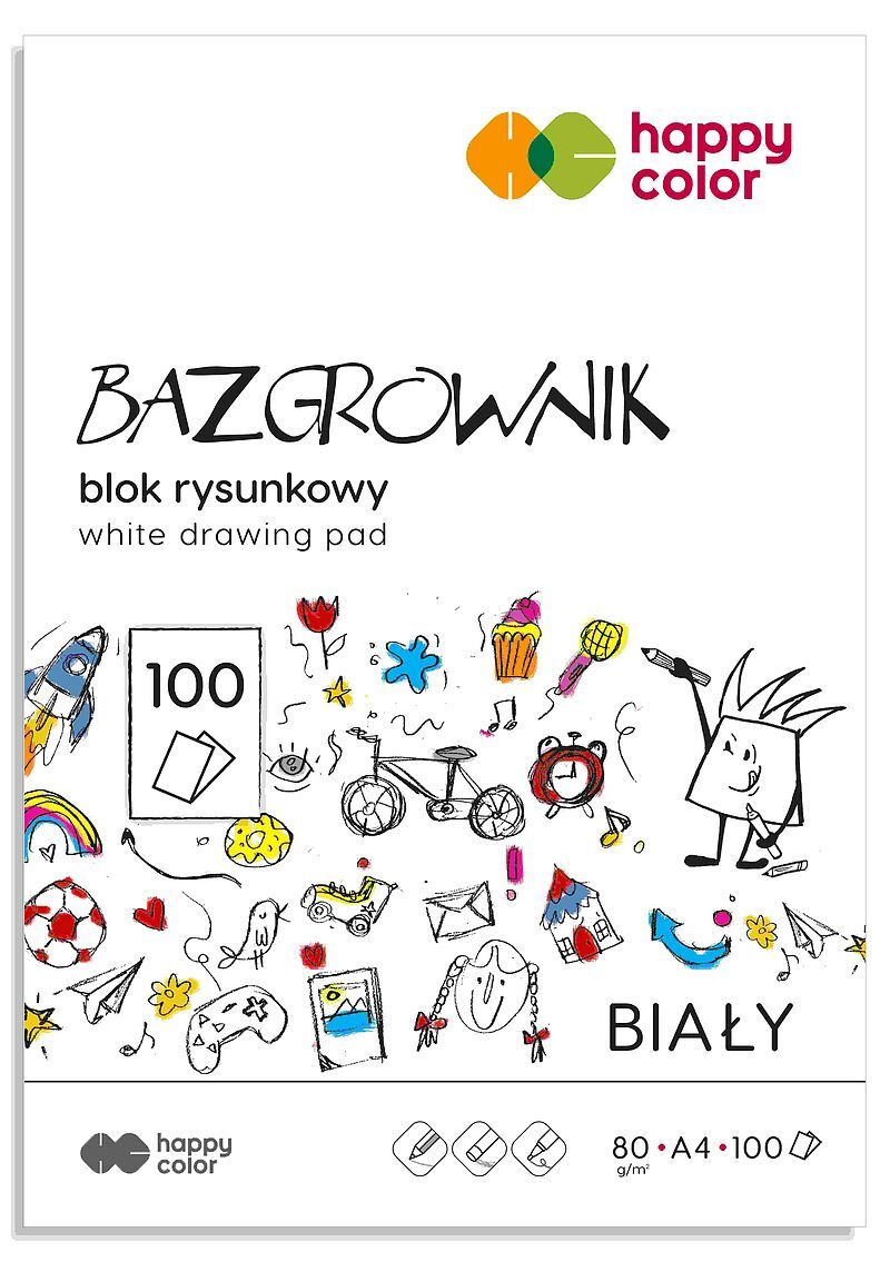 Blok rysunkowy bazgrownik a4 100 ark. 80g happy color