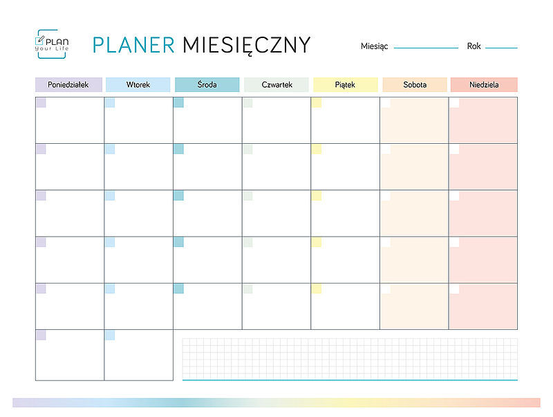 Planer magnetyczny miesięczny 40x30 z markerem tęczowy