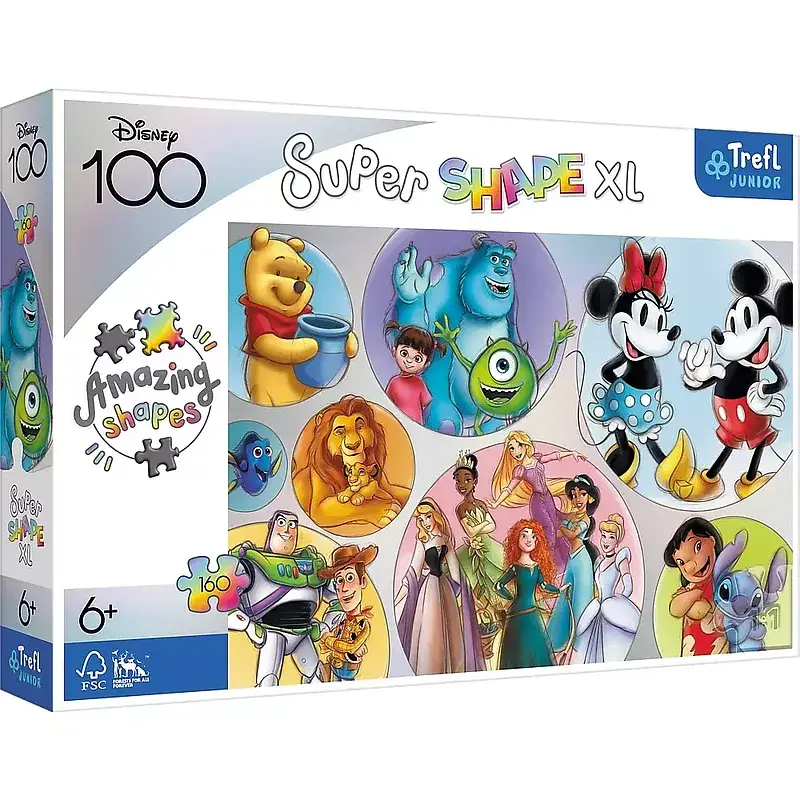Puzzle 160 super shape xl kolorowy świat disney 50033