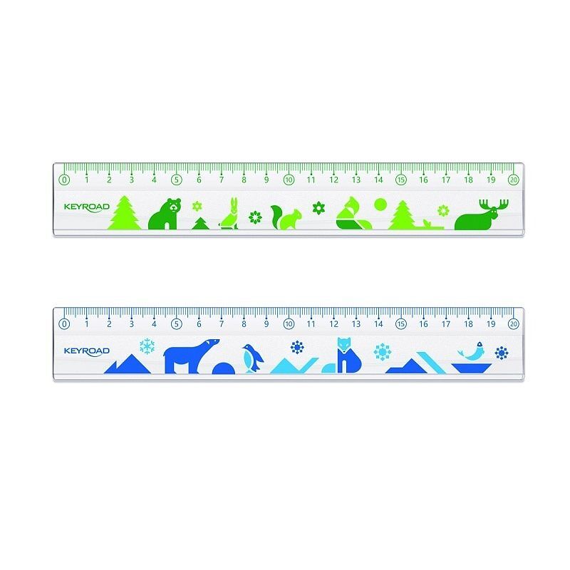 Linijka 20 cm plastikowa keyroad transparentna z nadrukiem deco zawieszka mix 1szt