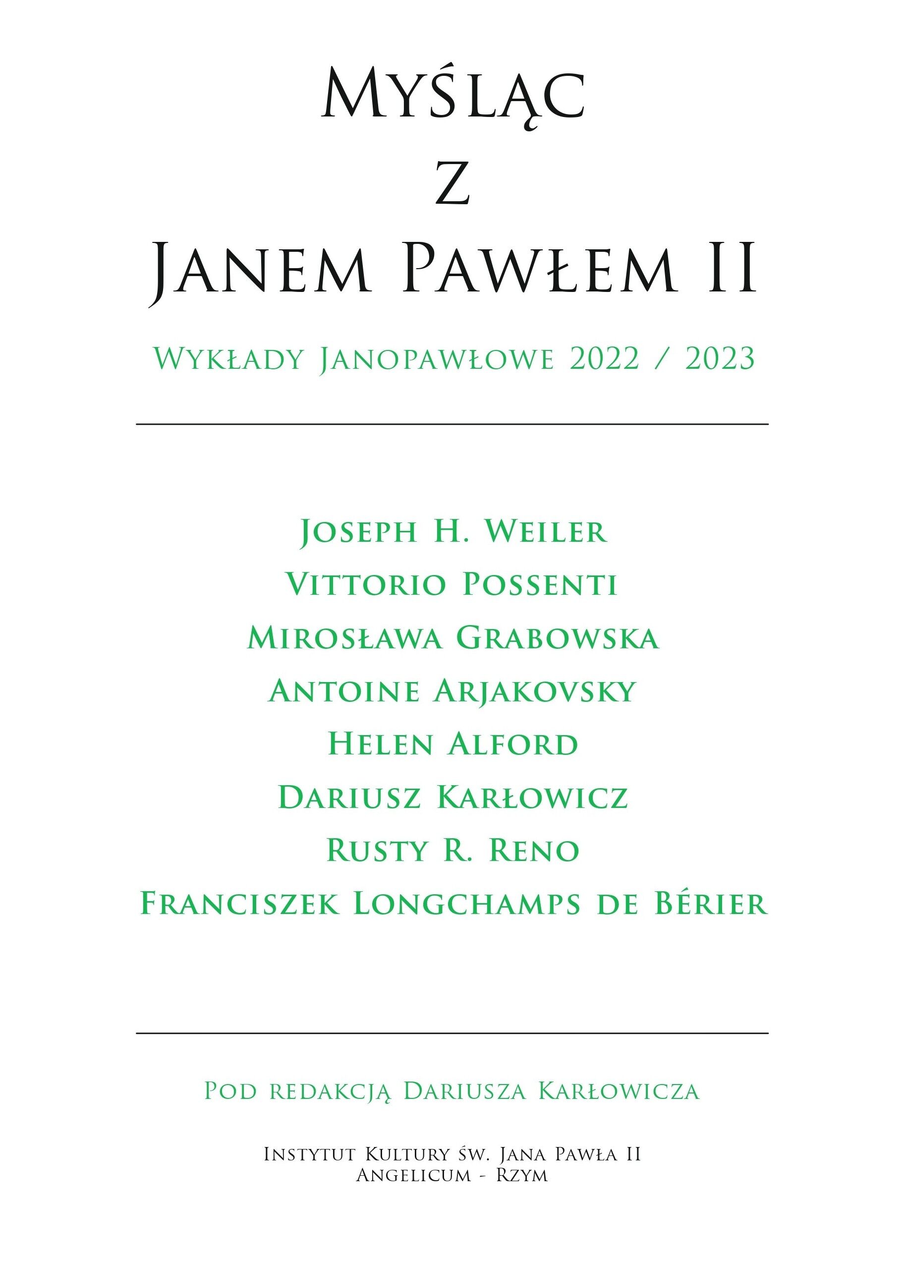 Myśląc z Janem Pawłem II. Wykłady Janopawłowe 2022/2023