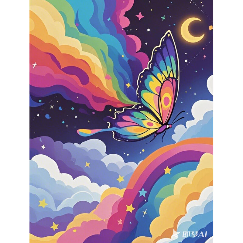 Malowanie po numerach 40x50cm Tęczowy Motyl
