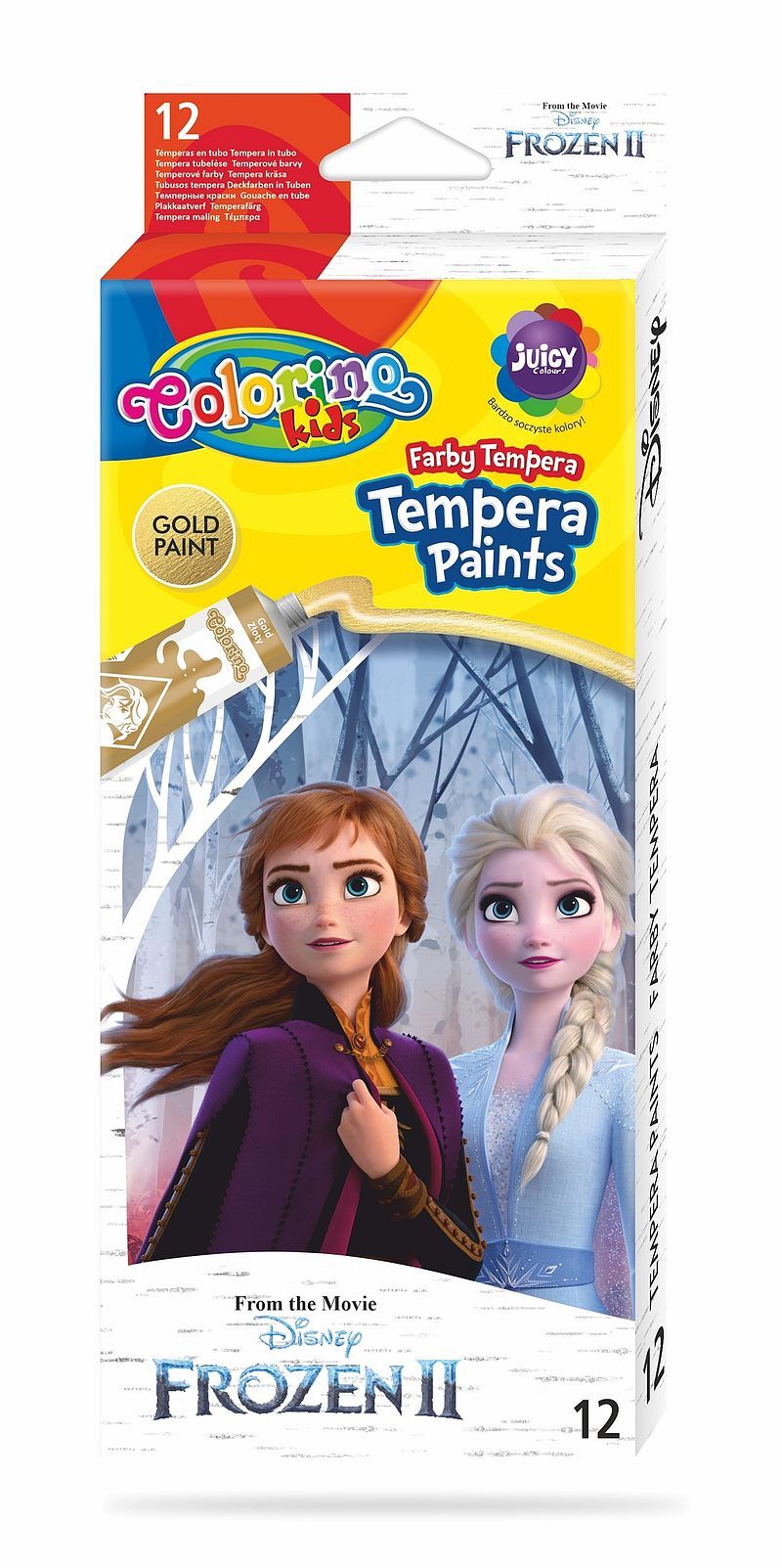 Farby colorino kids tempera w tubach 12 kolorów 12 ml frozen