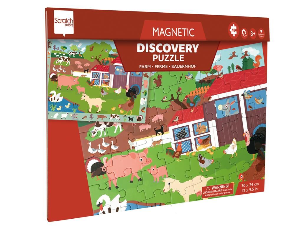 Puzzle magnetyczne i gra obserwacyjna  2w1 Farma 48 elementów Scratch
