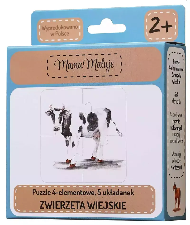 Puzzle 4 elementowe zwierzęta wiejskie