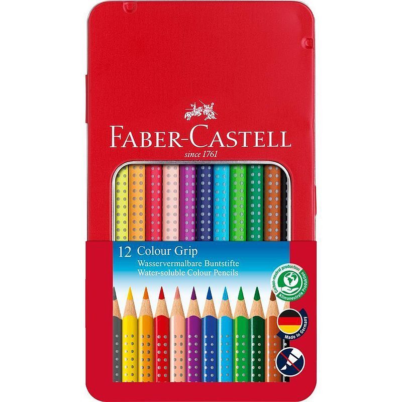Kredki ołówkowe grip 2001 faber-castell 12 kolorów opakowanie metalowe