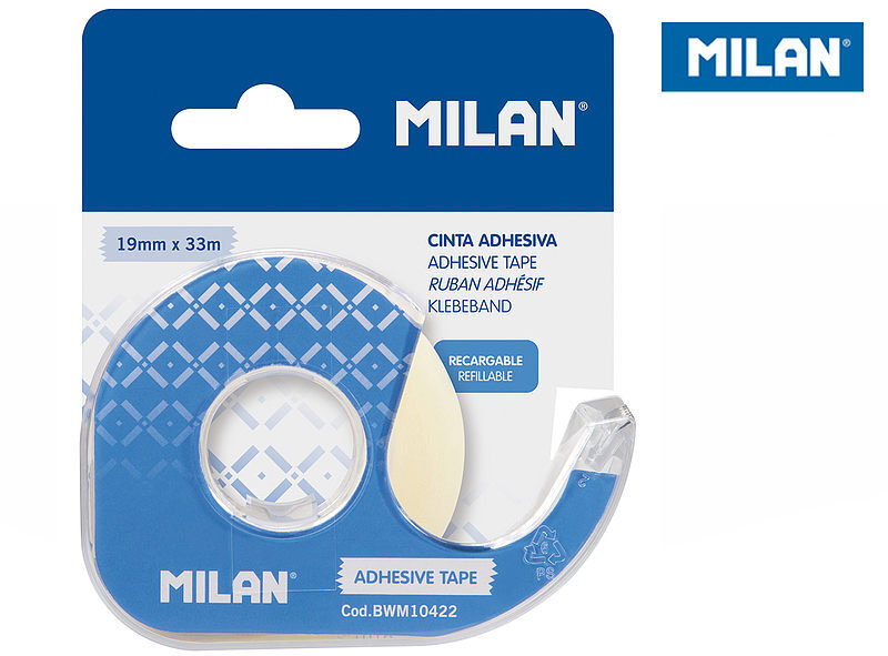 Taśma samoprzylepna milan niewidoczna krystaliczna 19 mm x 33 m z dyspenesrem na blistrze