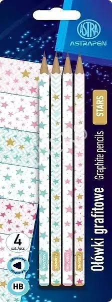 Ołówki grafitowe trójkątne hb astrapen stars 4 szt