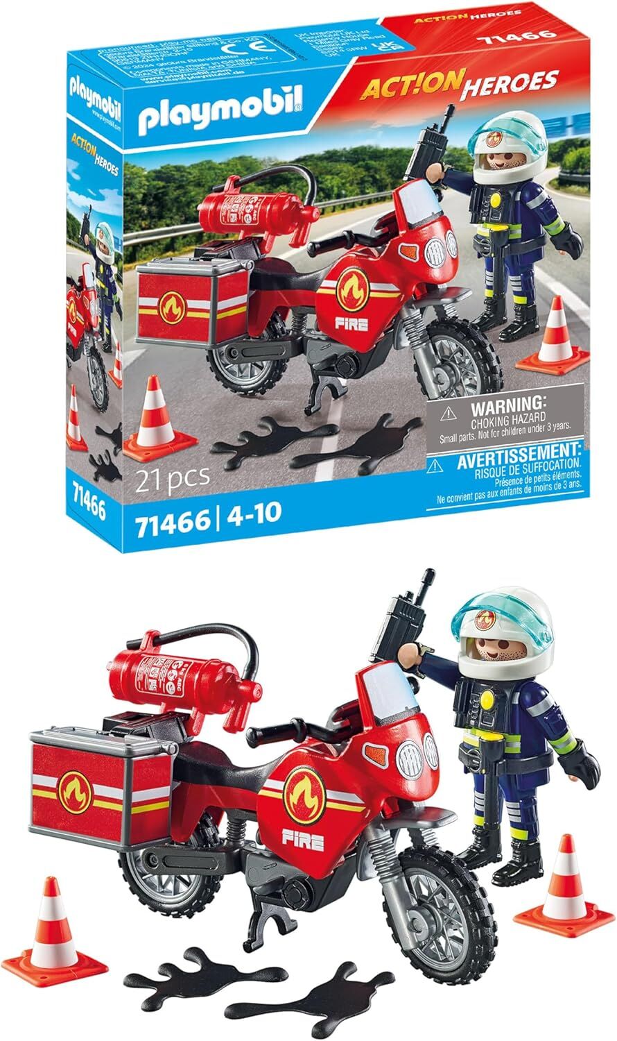 Playmobil Motocykl straży pożarnej na miejscu wypadku 71466
