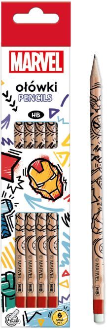 Ołówek z gumką Avengers w kartoniku 6 sztuk