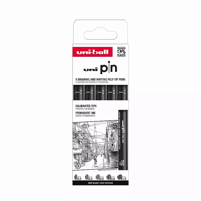 Cienkopis kreślarski pin 200 czarny różne grubości 02-10 5szt