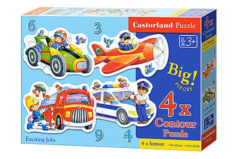 Puzzle konturowe4w1 Exciting Jobs  3-4-6-9 el