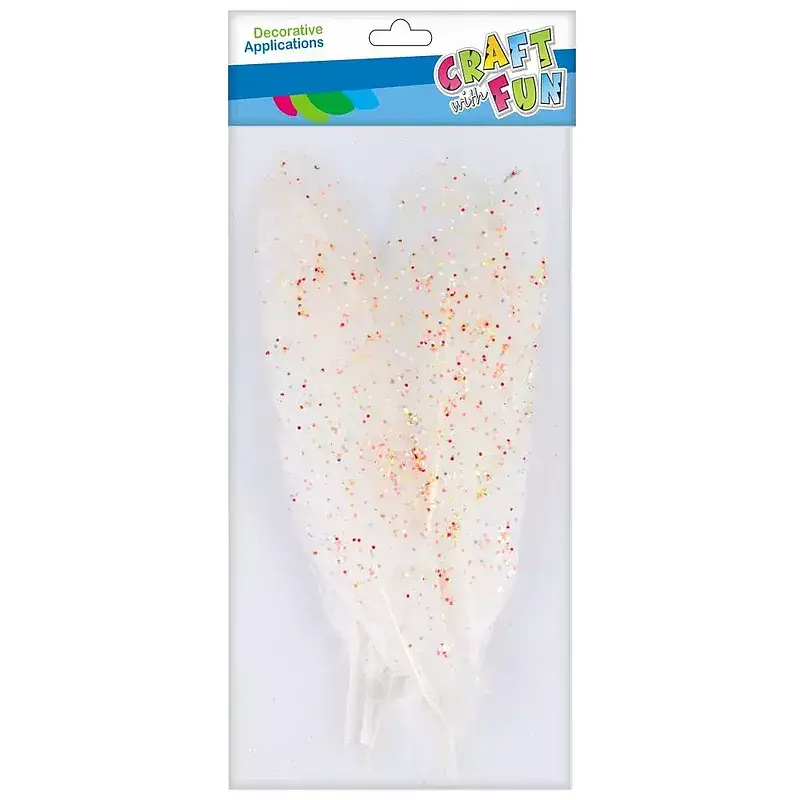 Ozdoba dekoracyjna piórka brokat tęcza 17-22cm 6 szt
