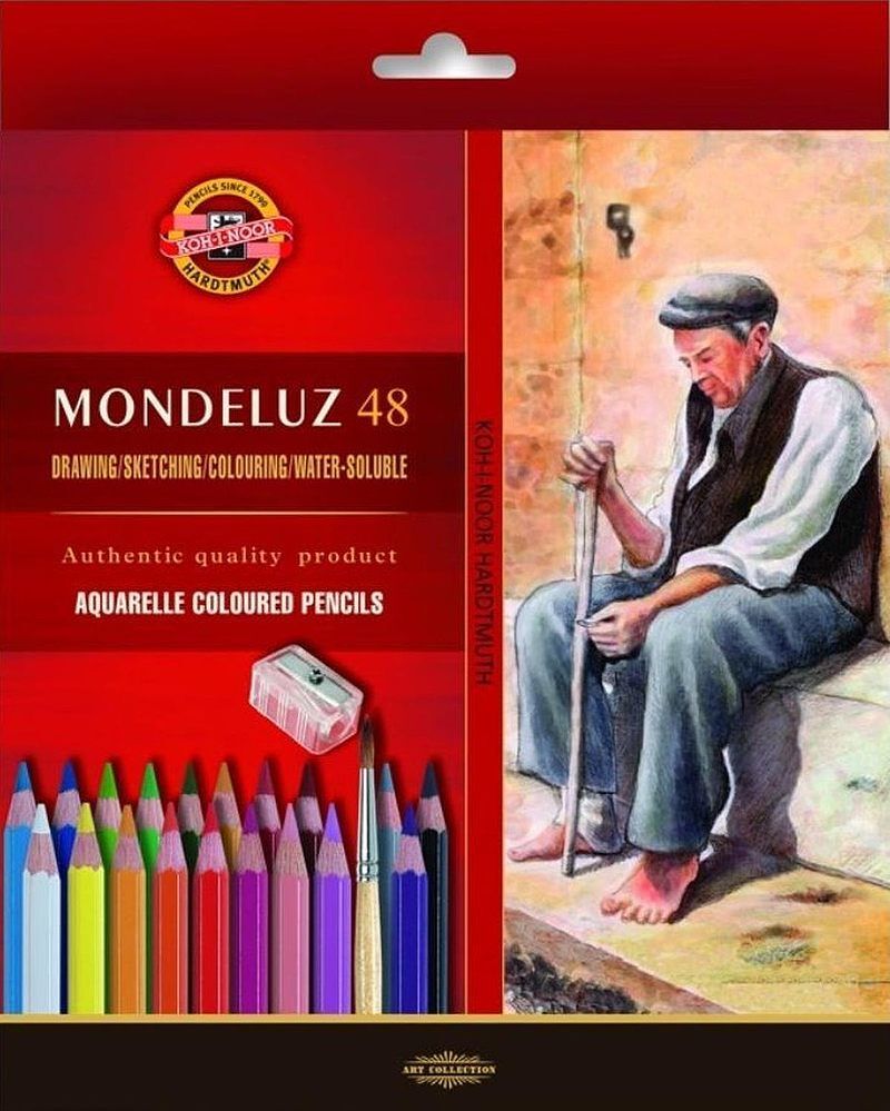 Kredki akwarelowe mondeluz koh-i-noor 3713 + pędzel 48 kolorów