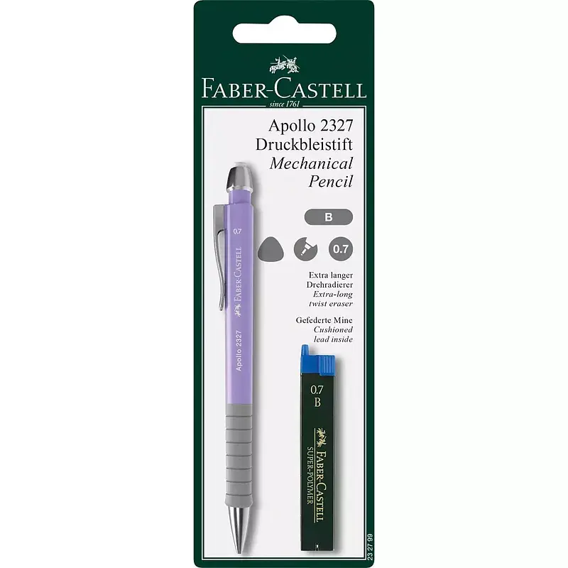 Ołówek automatyczny apollo faber-castell + wkłady blister