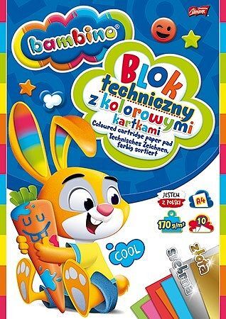 Blok techniczny z kolorowymi kartkami a4 10k bambino standard (złota i srebrna kartka) pakiet 10 sztuk