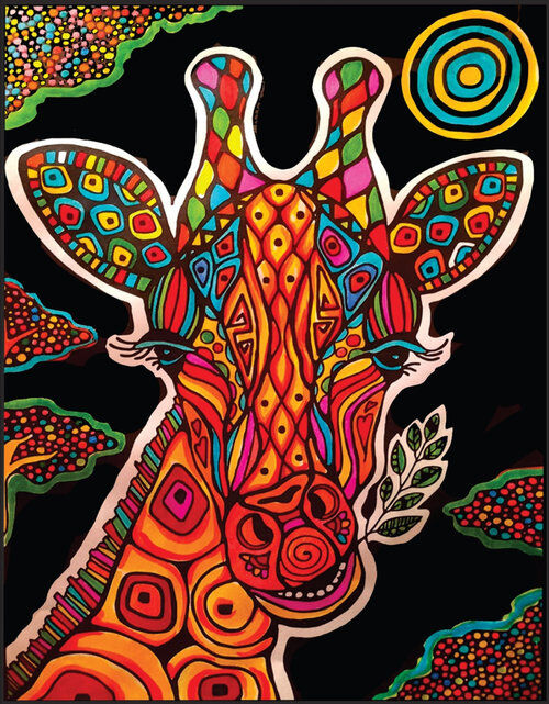 Kolorowanka Welwetowa Colorvelvet 47x35 cm Żyrafa + 12 flamastrów Carioca