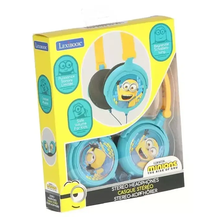 Składane słuchawki przewodowe stereo minionki z głośnością bezpieczną dla dzieci lexibook hp010des
