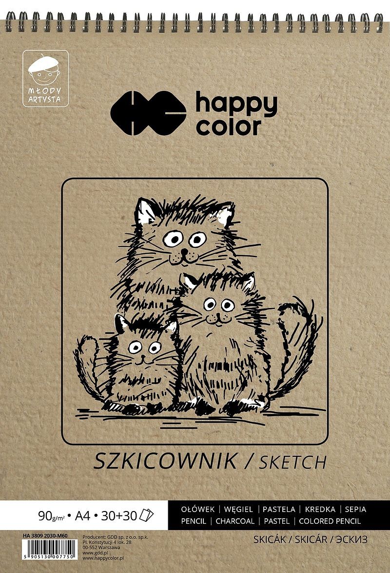 Szkicownik happy color młody artysta na spirali a4 60 arkuszy 80/90g