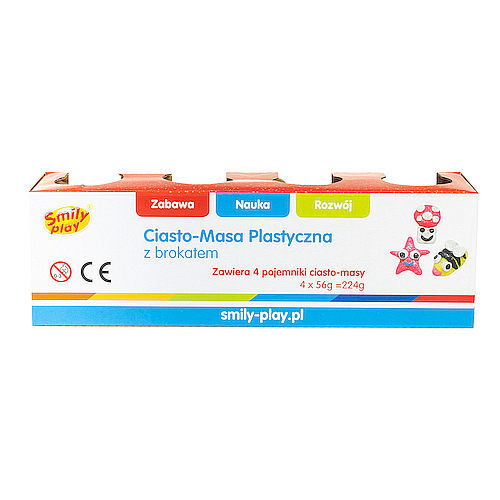 Ciasto masa plastyczna z brokatem 4 słoiczki