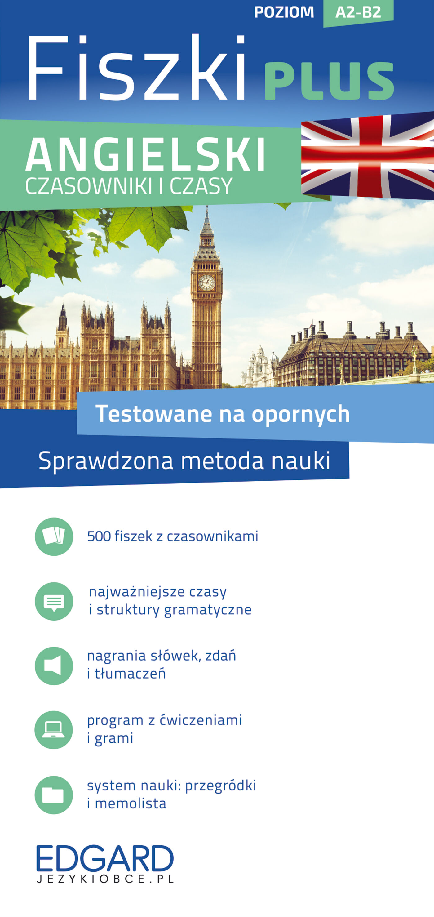 Angielski. Czasowniki i czasy. Fiszki PLUS