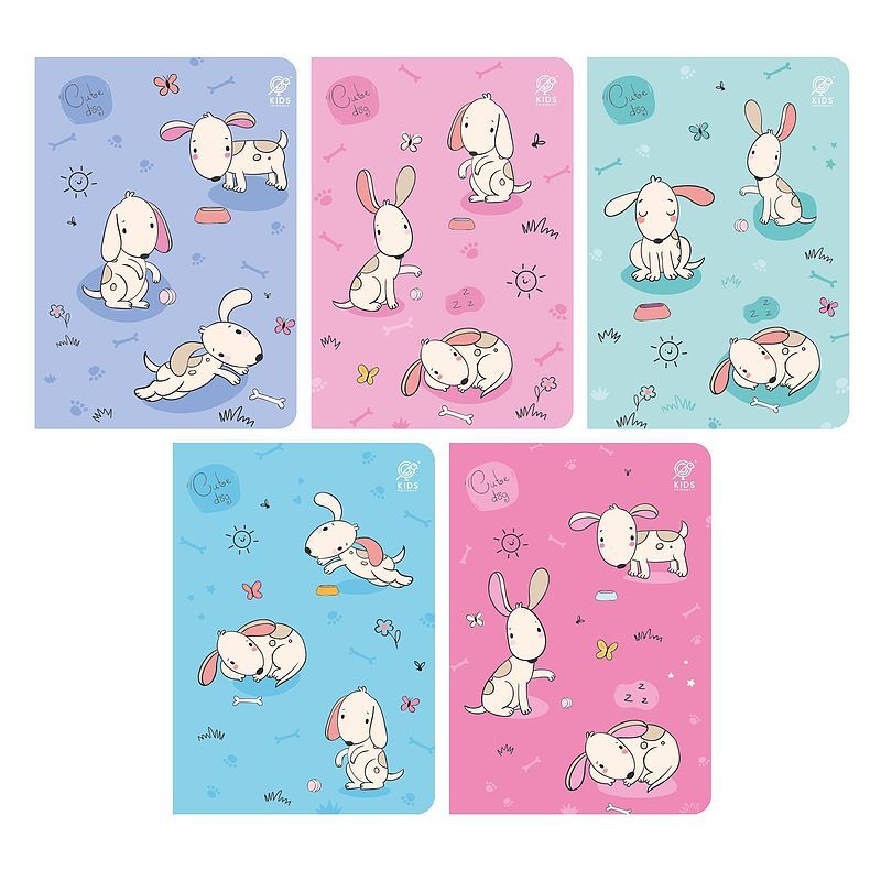 Zeszyt a5 32k 3-linia kolorowa cute dogs pakiet 10szt