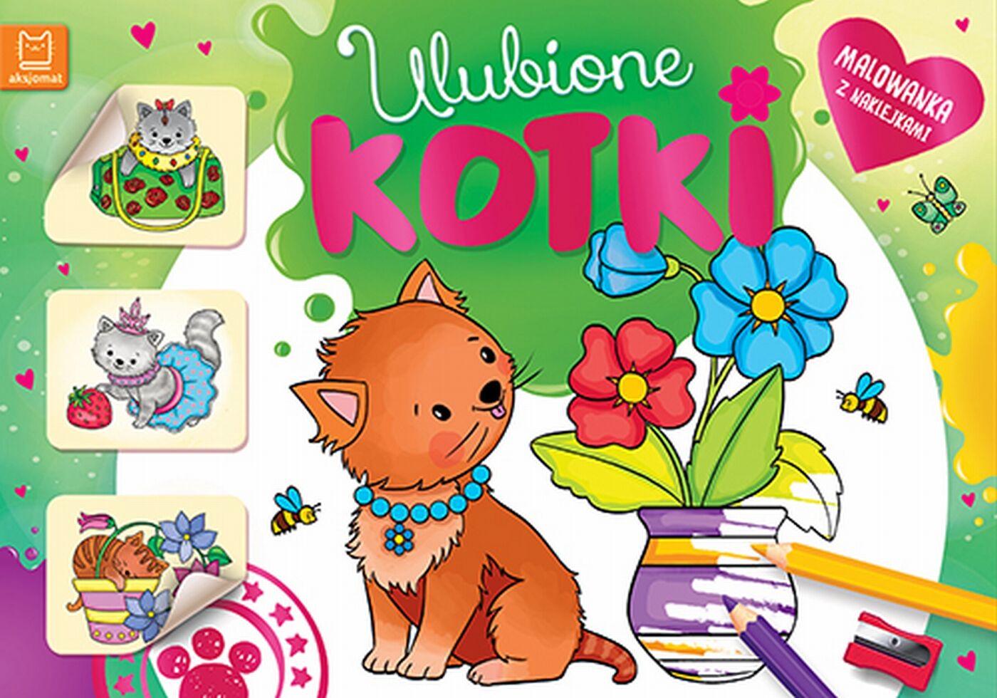 Ulubione kotki. Malowanka z naklejkami