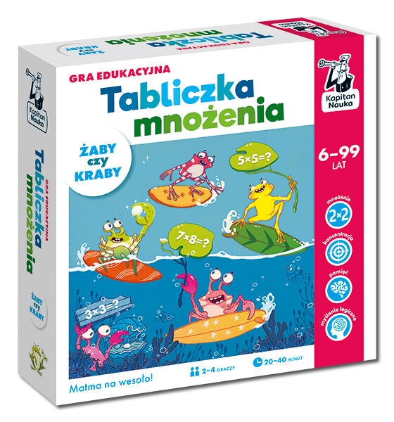 Tabliczka mnożenia. Żaby czy kraby. Gra edukacyjna. Kapitan Nauka