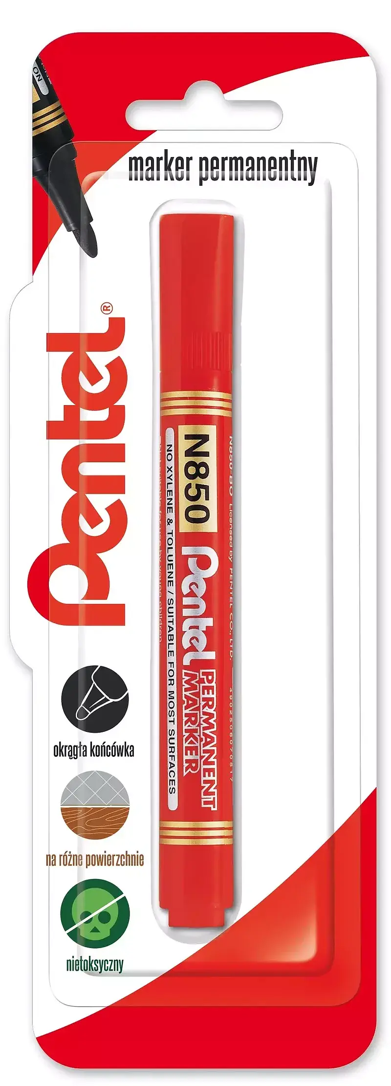 Marker permenentny z okrągłą końcówka n850 czerwony 1 szt
