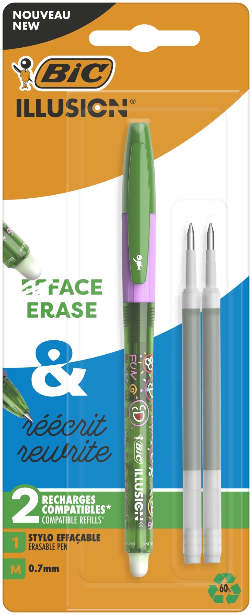 Długopis wymazywalny zielony BIC Gel-ocity Illusion blister 1szt.+2 wkłady