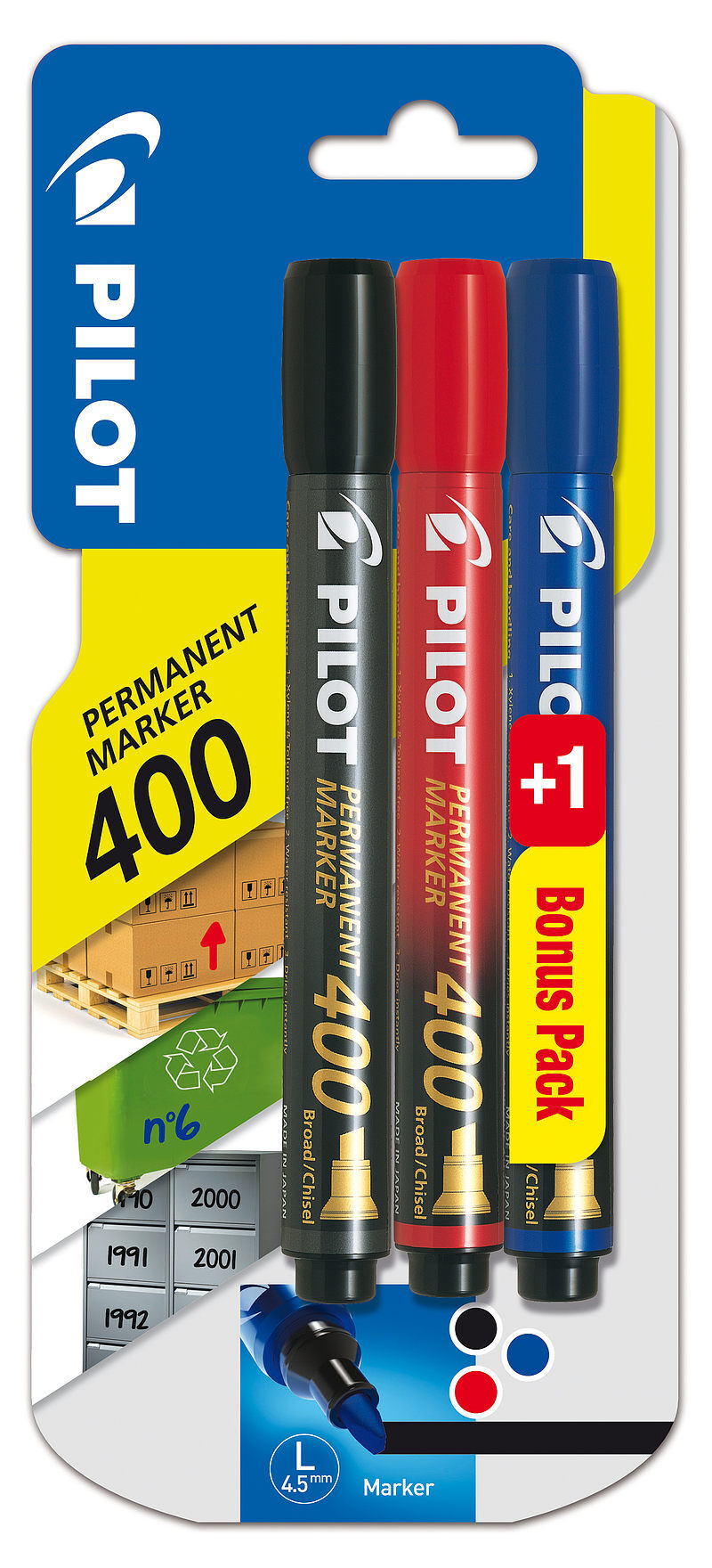 Marker permamentny pilot sca-400 set 2+1 (czarny/czerwony/niebieski)