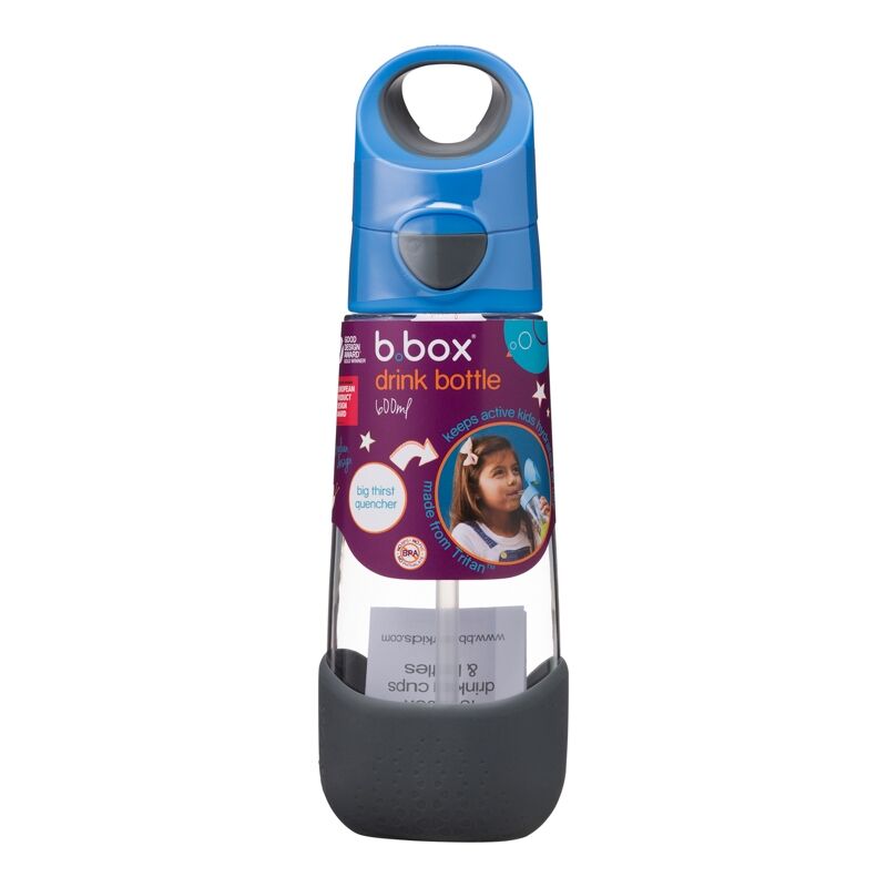 Butelka 600ml na wodę tritanowa ze słomką Blue Slate