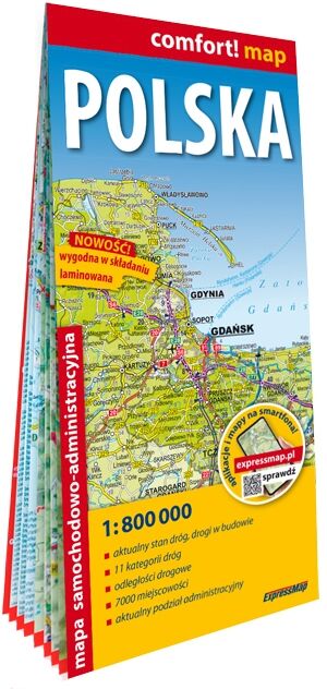 Polska mapa samochodowo administracyjna 1:800 000